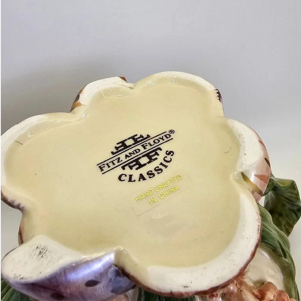 Fitz & Floyd Classics Seashell Covered Sugar Bowl w Spoon Coral Shell Vintage